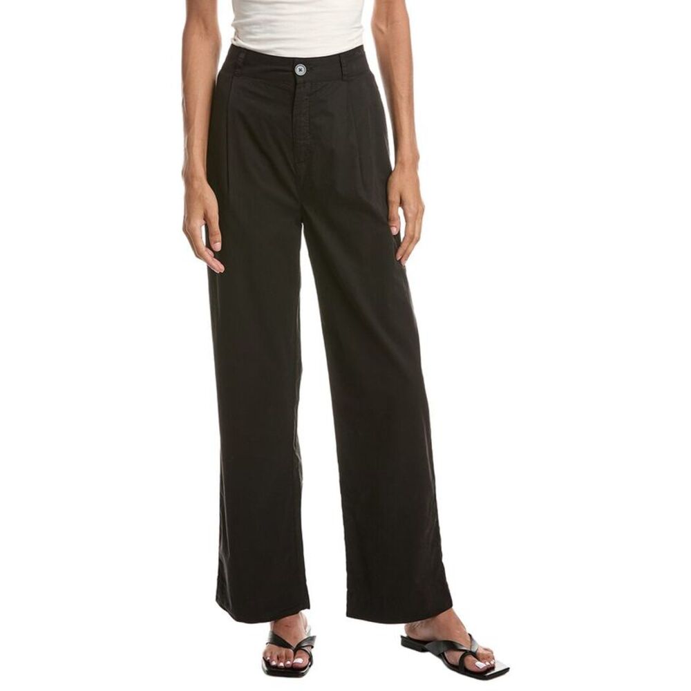 Bella Dahl Womens  Single Pleat Relaxed Fit Trouser, Black